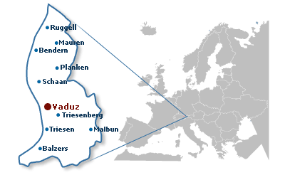 The Principality of Liechtenstein lies at the centre of Europe